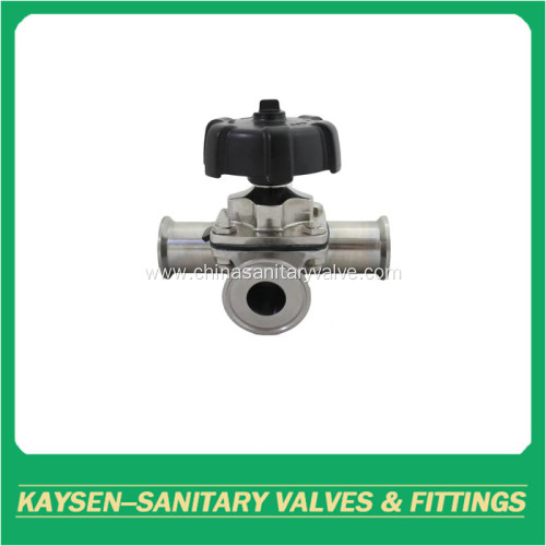 Sanitary 3 Way Diaphragm Valves Tri Clamp Ends